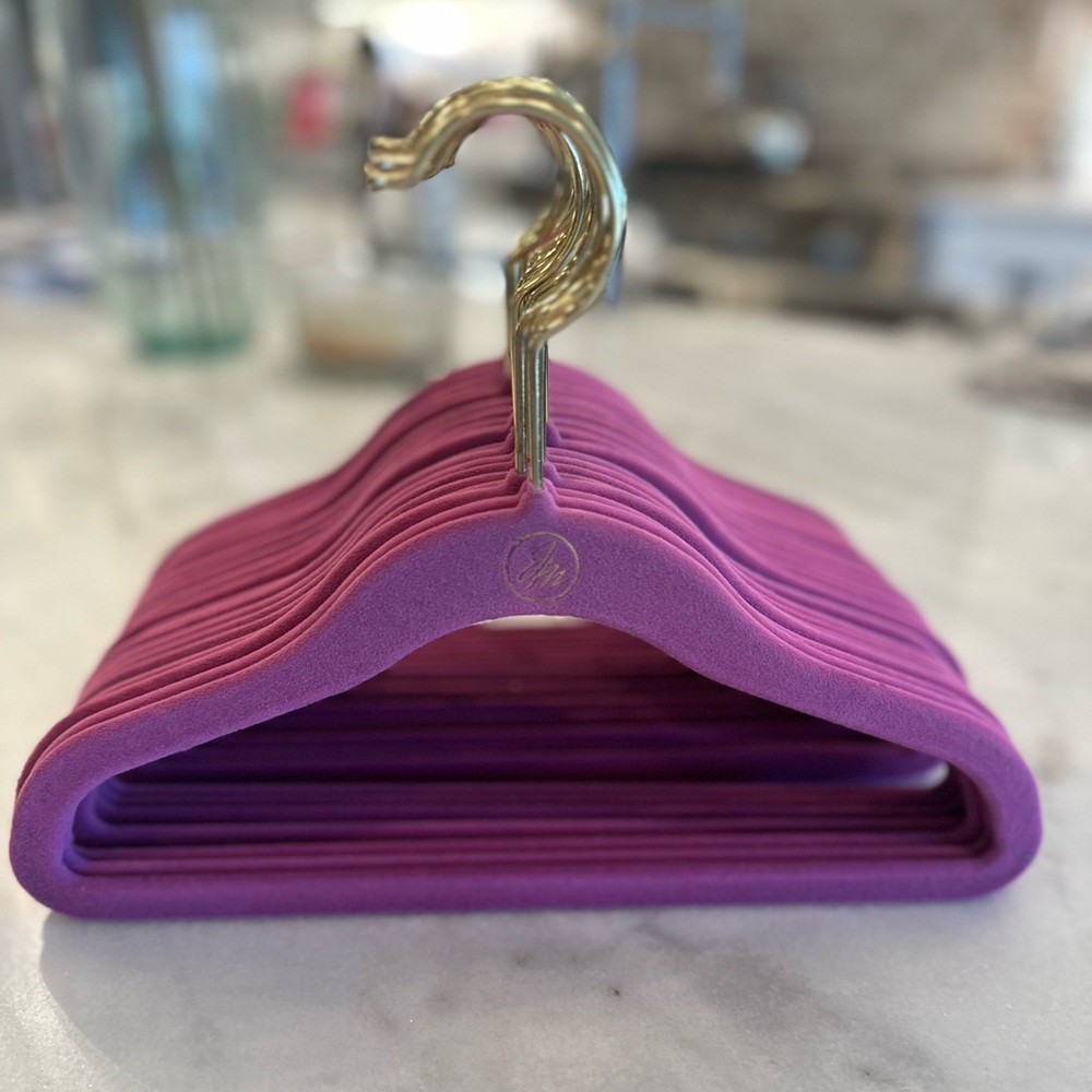 Joy Mangano Infant/Kids Huggable Hangers Purple with Gold Tone Hardware 25pcs